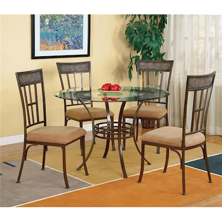 Light Patina Bronze wiht Grey Dining Table and 4 Side Chairs